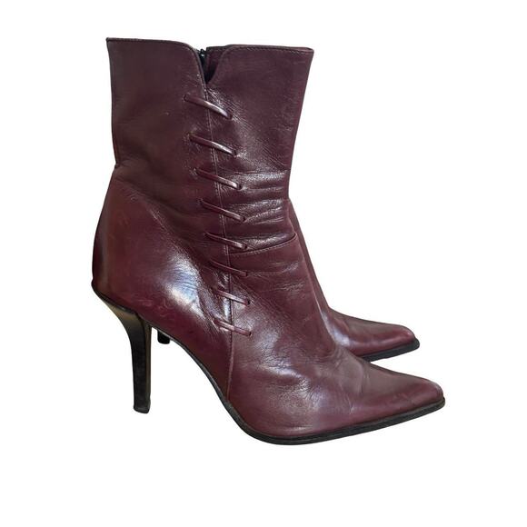 Y2K VTG. AUTHENTIC FABI BURGUNDY ZIPPER BOOTS SZ. 6 1/2 - Picture 4 of 8